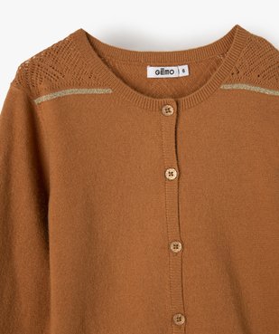 Gilet fille à détails pailletés et épaules ajourées vue2 - GEMO (ENFANT) - GEMO