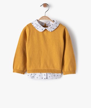 Pull bébé fille effet 2 en 1 avec col et bas chemise vue1 - GEMO(BEBE DEBT) - GEMO
