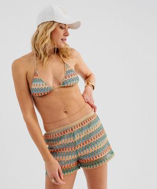Short de plage femme ample en dentelle pailletée femme vue1 - GEMO (PLAGE) - GEMO