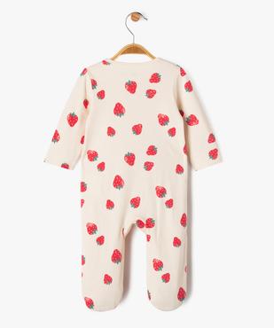 Pyjama en coton zippé devant à motifs fraises bébé fille vue4 - GEMO 4G BEBE - GEMO