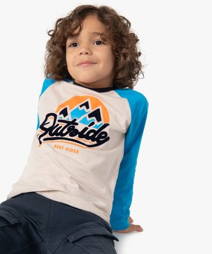 Tee-shirt garçon à manches longues multicolore à motif velours vue1 - GEMO (ENFANT) - GEMO