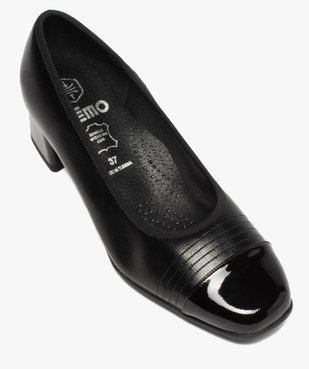 Escarpins femme unis à talon carré et bout verni vue5 - GEMO(URBAIN) - GEMO