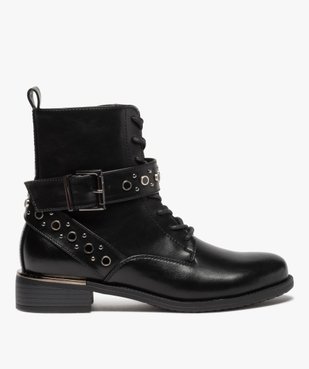 Boots femme à talon plat style godillots à bride fantaisie vue1 - GEMO (CASUAL) - GEMO