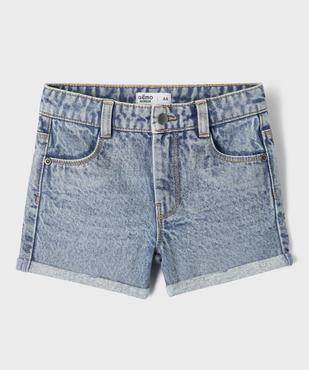 Short en jean à revers avec taille ajustable fille vue1 - GEMO 4G FILLE - GEMO