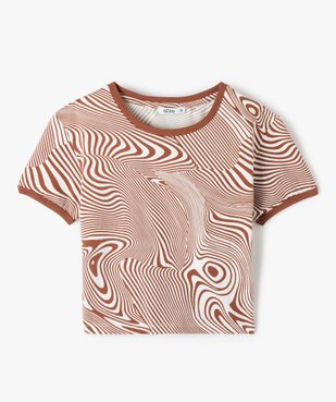 Tee-shirt fille court et imprimé avec nœud fantaisie au dos vue1 - GEMO (JUNIOR) - GEMO