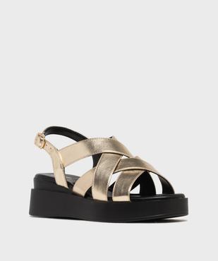 Sandales à talon compensé et brides entrelacées femme - 5 Miles vue2 - 5 MILES - GEMO