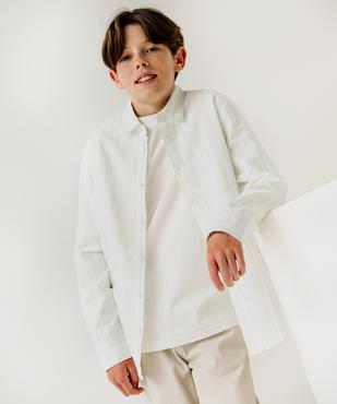 Chemise manches longues en coton rayé garçon vue1 - GEMO (JUNIOR) - GEMO