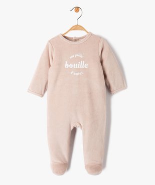 Pyjama bébé fille en velours à message vue1 - 1E PRIX BY GEMO - GEMO
