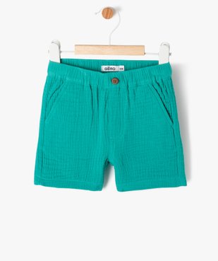 Short en gaze de coton bébé garçon vue1 - GEMO(BEBE DEBT) - GEMO