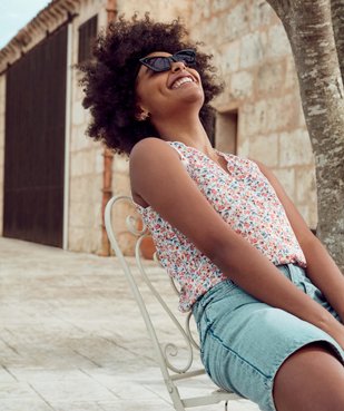 Blouse femme sans manches imprimée avec dos fantaisie vue6 - GEMO(FEMME PAP) - GEMO