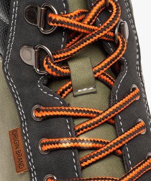 Boots fourrées garçon dessus mat et lacets bicolores vue6 - GEMO 4G GARCON - GEMO