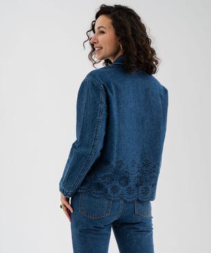Veste en jean fluide avec motifs brodés ajourés femme vue3 - GEMO(FEMME PAP) - GEMO