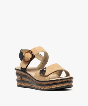 Sandales compensées à brides scratch femme - Valentina Baldano vue3 - EMILIA ROSA - GEMO