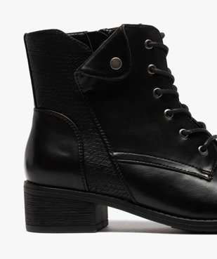Bottines femme unies à talon large fermeture lacets et zip vue6 - GEMO (CASUAL) - GEMO