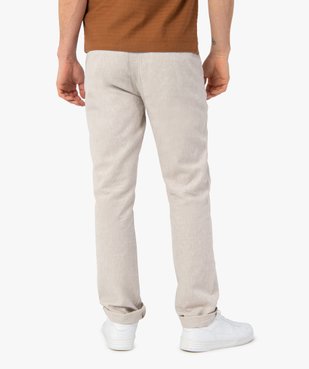 Pantalon homme en lin et coton avec taille ajustable vue3 - GEMO (HOMME) - GEMO