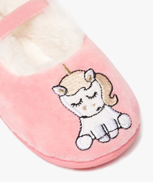 Chaussons fille ballerines en velours brodées licorne vue6 - GEMO 4G FILLE - GEMO