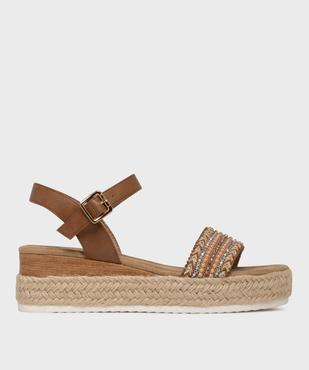 Sandales à talon compensé avec strass et semelle de corde femme vue2 - VALENTINA BALDA - GEMO