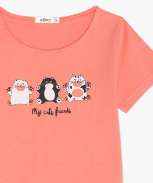 Pyjashort fille avec motifs chats sur le haut vue3 - GEMO (ENFANT) - GEMO