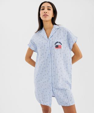 Chemise de nuit liquette à manches courtes femme - LuluCastagnette  vue2 - LULUCASTAGNETTE - GEMO