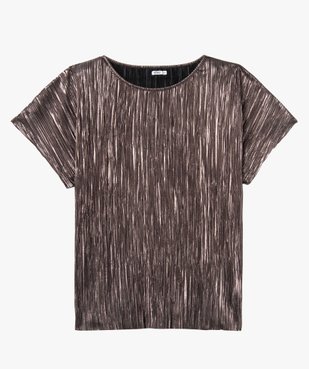 Tee-shirt femme grande taille loose en maille plissée scintillante vue4 - GEMO (G TAILLE) - GEMO