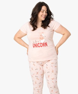 Pyjama femme grande taille avec message humoristique vue1 - GEMO(HOMWR FEM) - GEMO