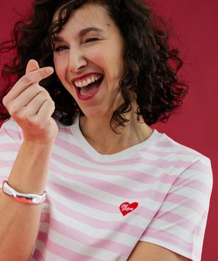 Tee-shirt manches courtes avec motif coeur velours femme vue2 - GEMO(FEMME PAP) - GEMO