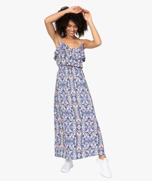 Robe femme longue à bretelles croisées et maille fluide imprimée vue1 - GEMO(FEMME PAP) - GEMO