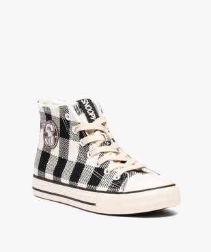 Baskets femme montantes en toile avec motif à carreaux - Snoopy vue3 - SNOOPY - GEMO