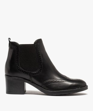 Boots femme à talon dessus cuir uni avec perforations vue1 - GEMO(URBAIN) - GEMO