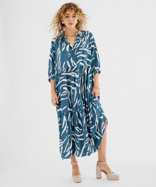 Robe à manches 3/4 imprimée en viscose femme  vue2 - GEMO 4G FEMME - GEMO