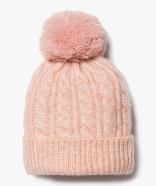 Bonnet en maille torsadée avec pompon bébé fille vue1 - GEMO(BEBE DEBT) - GEMO