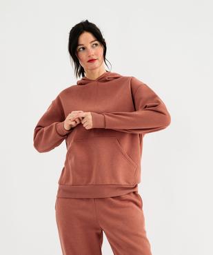 Sweat à capuche en molleton uni femme vue2 - GEMO 4G FEMME - GEMO