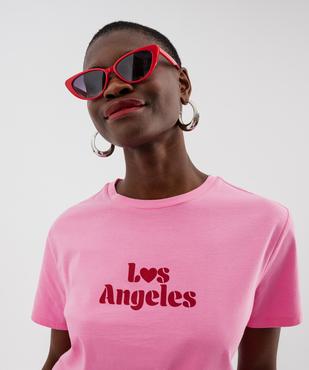 Tee-shirt manches courtes imprimé pailleté femme vue2 - GEMO(FEMME PAP) - GEMO