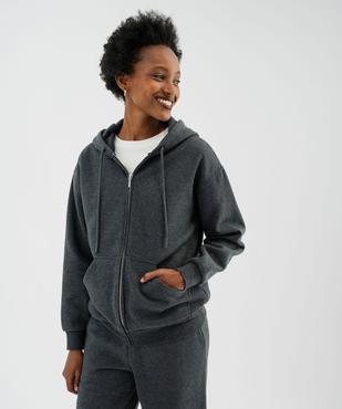 Sweat zippée à capuche en molleton femme vue4 - GEMO 4G FEMME - GEMO