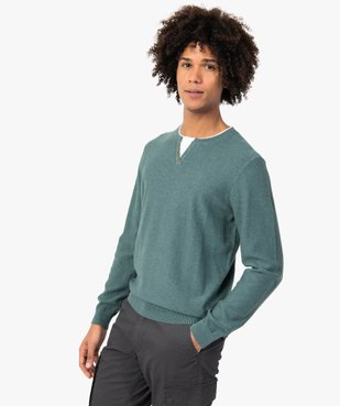 Pull homme col fantaisie effet 2 en 1 vue2 - GEMO (HOMME) - GEMO