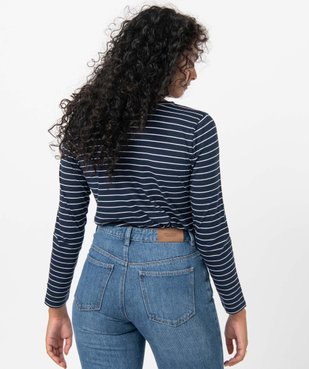 Tee-shirt femme rayé à manches longues vue3 - GEMO(FEMME PAP) - GEMO