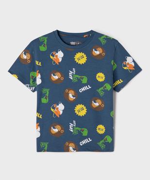 Tee-shirt manches courtes en jersey de coton imprimé garçon vue1 - GEMO 4G GARCON - GEMO