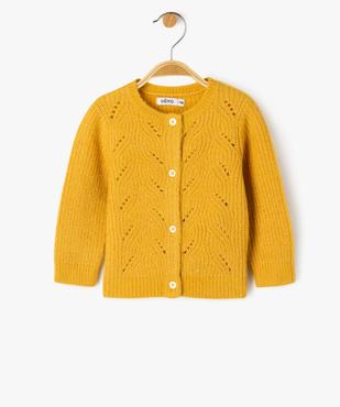 Gilet en maille ajourée à col rond bébé fille vue1 - GEMO(BEBE DEBT) - GEMO
