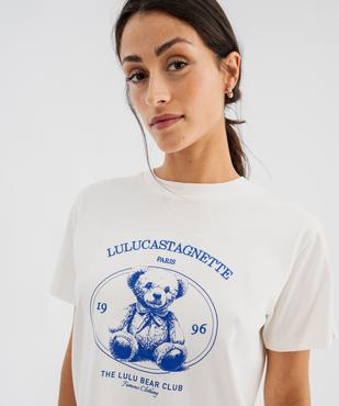 Tee-shirt manches courtes en jersey de coton épais brodé femme - LuluCastagnette vue3 - LULU CASTAGNETTE G4G D - GEMO