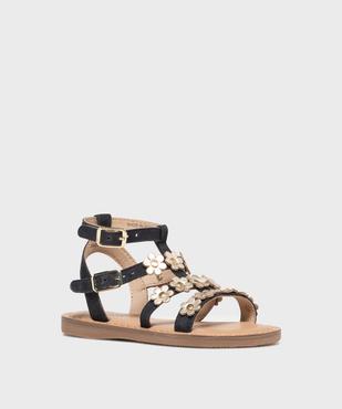Sandales spartiates en cuir suédé et fleurs dorées fille - Lovely Wings vue2 - LOVELY WINGS GEMO FOR GOOD - GEMO