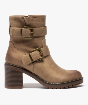 Boots femme à talon carré et larges brides décoratives vue1 - GEMO(URBAIN) - GEMO