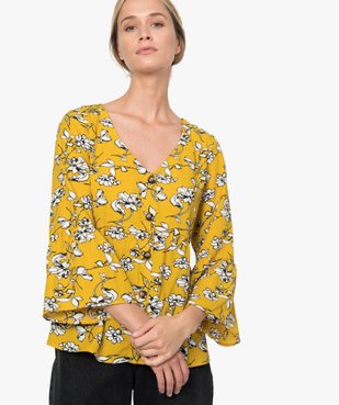 Blouse femme fluide à basque et fleurs vue1 - GEMO(FEMME PAP) - GEMO