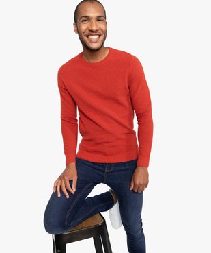 Pull homme à col rond en maille fantaisie vue1 - GEMO (HOMME) - GEMO