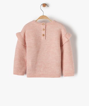 Pull bébé fille avec motifs fleurs brodés et volant aux épaules vue3 - GEMO(BEBE DEBT) - GEMO