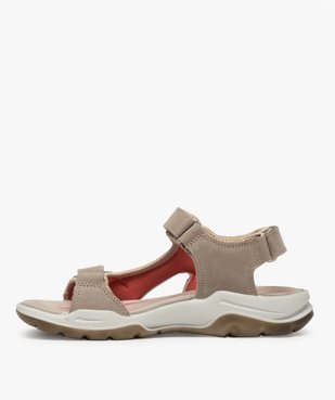Sandales femme à scratchs semelle intérieure cuir vue3 - GEMO (CASUAL) - GEMO