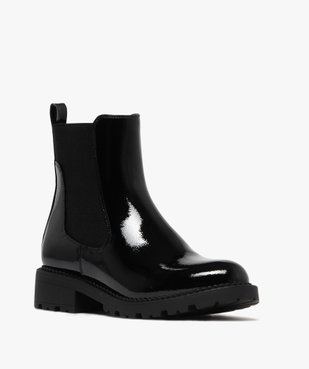 Boots femme vernies style Chelsea à semelle crantée vue3 - 5 MILES - GEMO