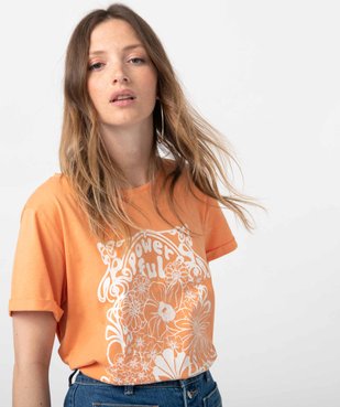 Tee-shirt femme à manches courtes avec motif hippie vue2 - GEMO(FEMME PAP) - GEMO