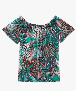 Tee-shirt femme imprimé avec large col froncé vue4 - GEMO(FEMME PAP) - GEMO