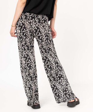 Pantalon imprimé en maille extensible avec ceinture élastiquée femme vue3 - GEMO(FEMME PAP) - GEMO