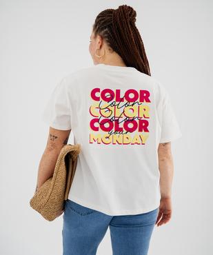 Tee-shirt manches courtes avec message poitrine et dos femme grande taille vue1 - GEMO (G TAILLE) - GEMO
